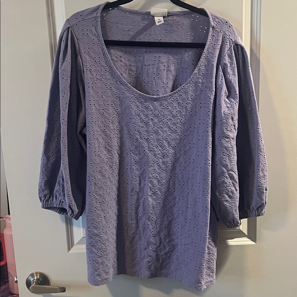 Ava & Viv Purple Eyelet Blouse